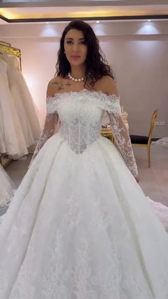 G21-020B - Ivoren elegante prinsessenbruidsjurk - Gelinlik21