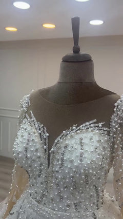 G21-057A - Champagnekleurige elegante prinsessenbruidsjurk - Gelinlik21