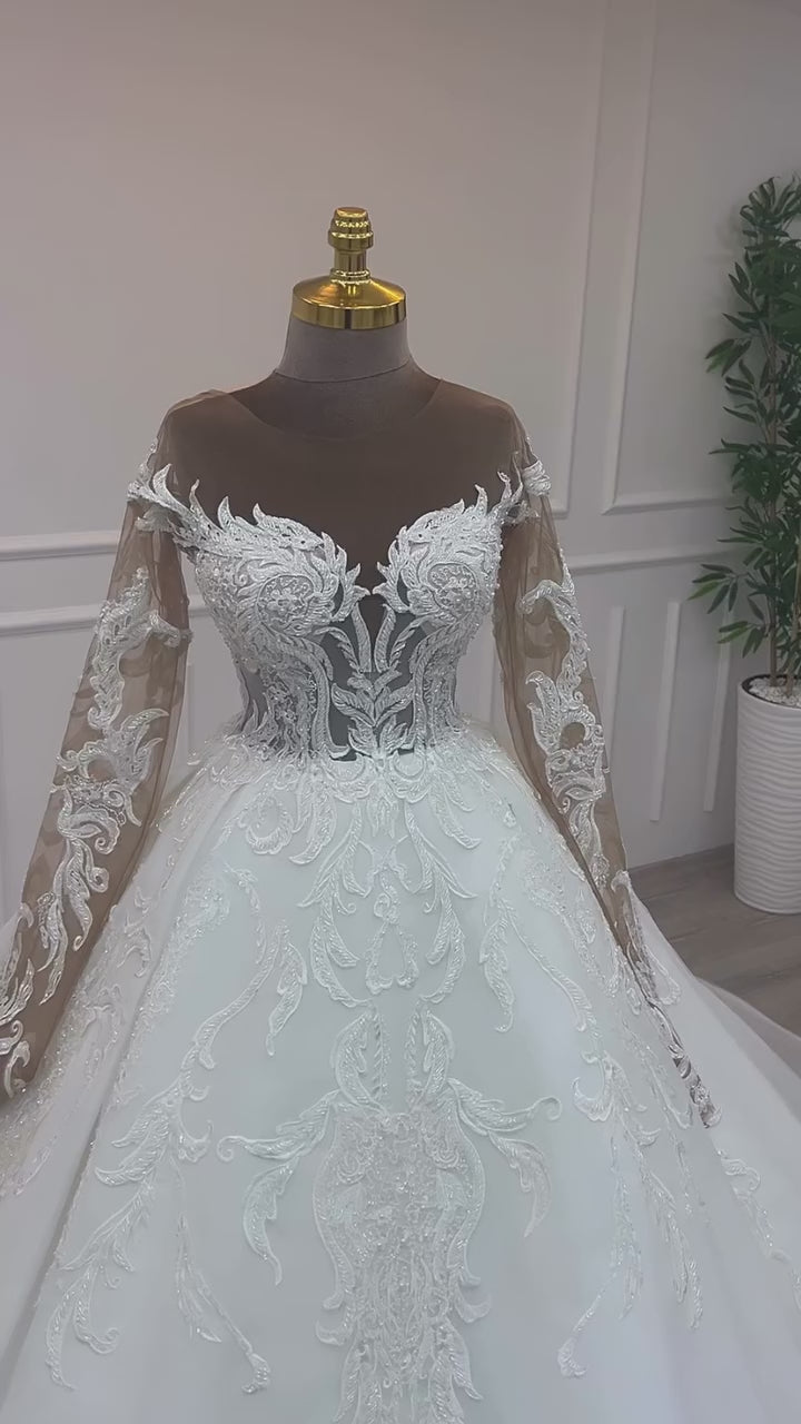 G21-041A - Ivoren elegante prinsessenbruidsjurk