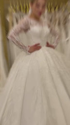 G21-026A - Champagne Embellished Ball Gown Wedding Dress Video